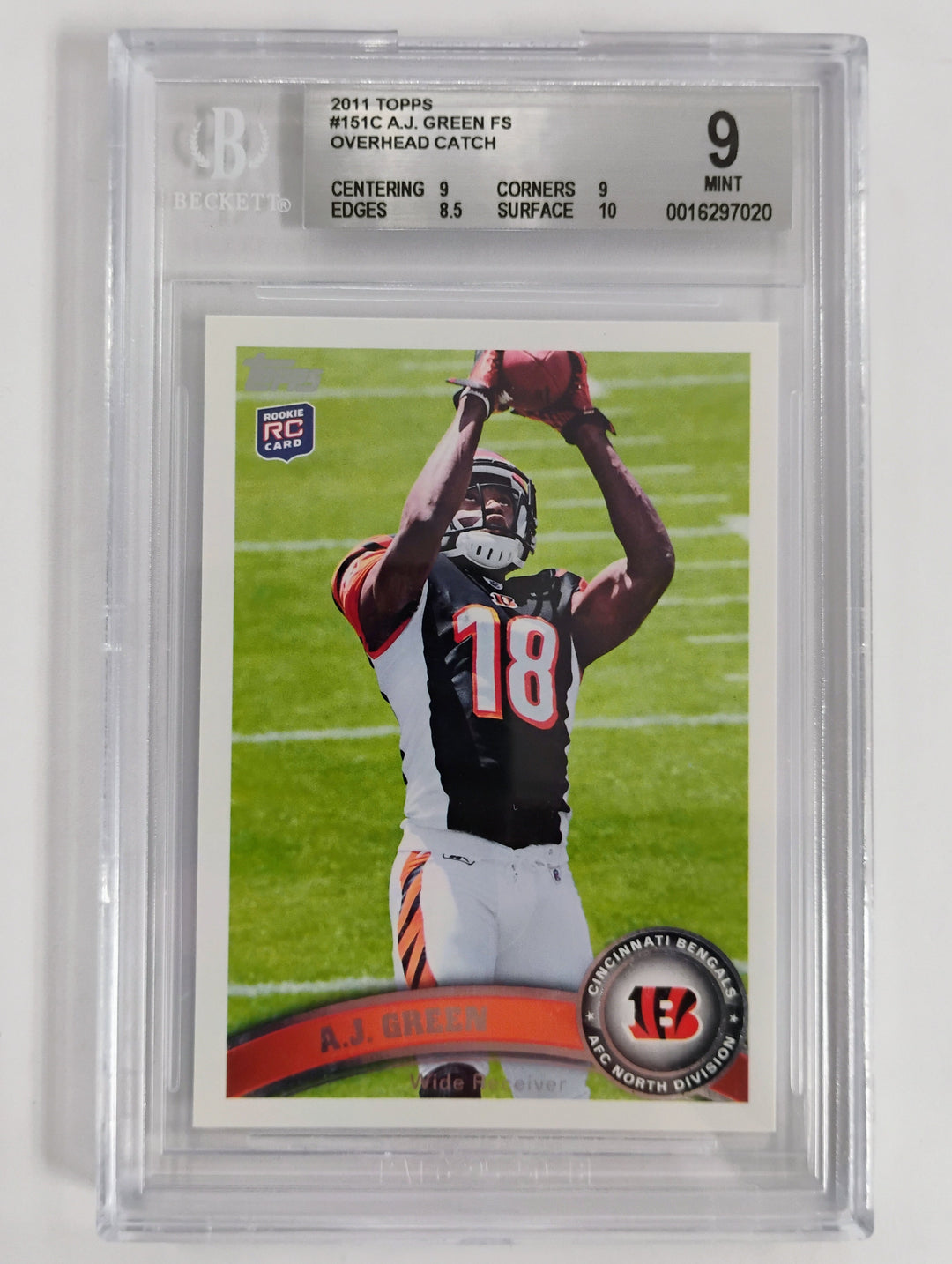 2011 Topps Football A.J. Green #151 FS Overhead Catch BGS 9