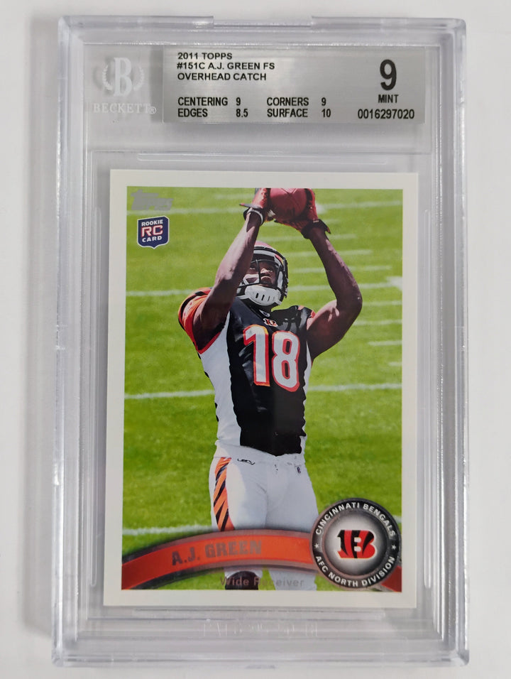 2011 Topps Football A.J. Green #151 FS Overhead Catch BGS 9