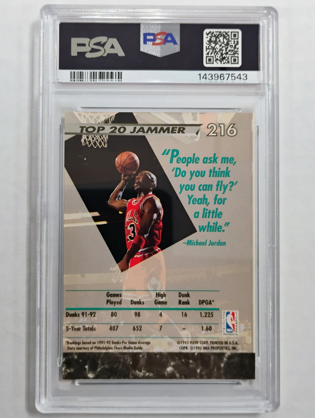1992 Ultra Michael Jordan #216 PSA 9
