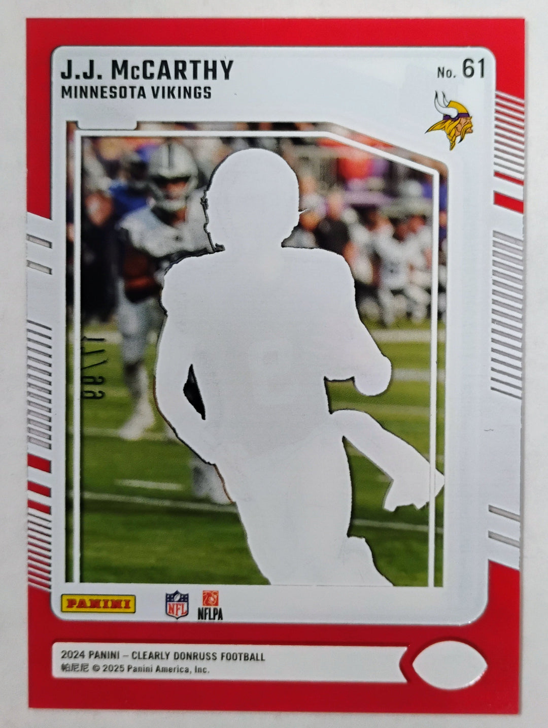 2024 Panini Donruss Clearly Football J.J. McCarthy #61 Red 17/99