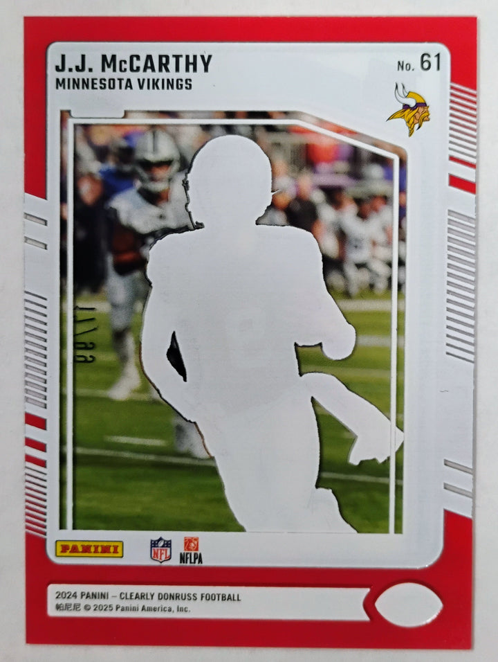 2024 Panini Donruss Clearly Football J.J. McCarthy #61 Red 17/99