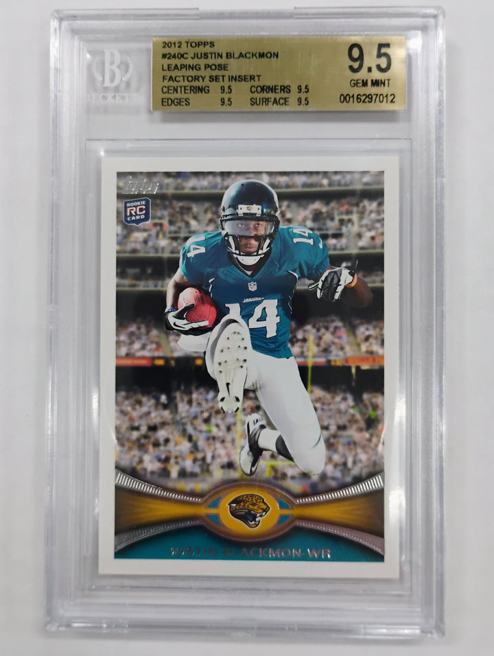 2012 Topps Football Justin Blackmon #240C Leaping Pose BGS 9.5