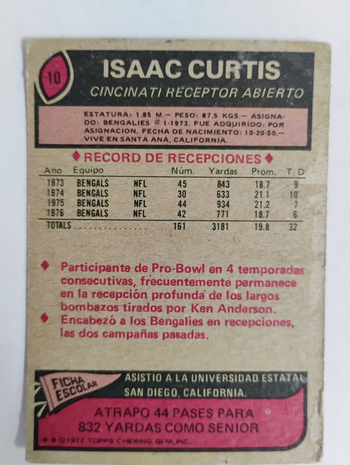 1977 Topps Mexican Football Isaac Curtis #10