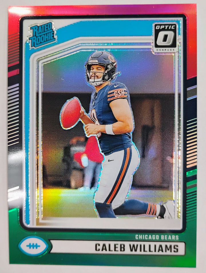 2024 Donruss Optic Football Caleb Williams Rated Rookie #327 Preview Red & Green Prizm