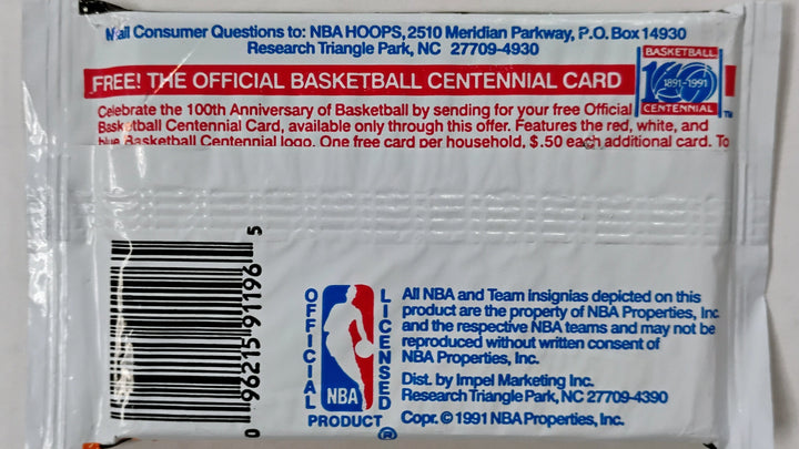 1991-92 NBA Hoops Basketball Series 1 Sealed Pack