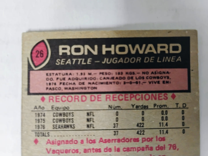 1977 Topps Mexican Football Ron Howard #26