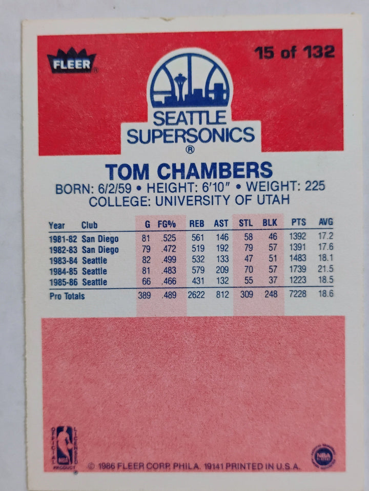 1986-87 Fleer  Baskeball Tom Chambers #15