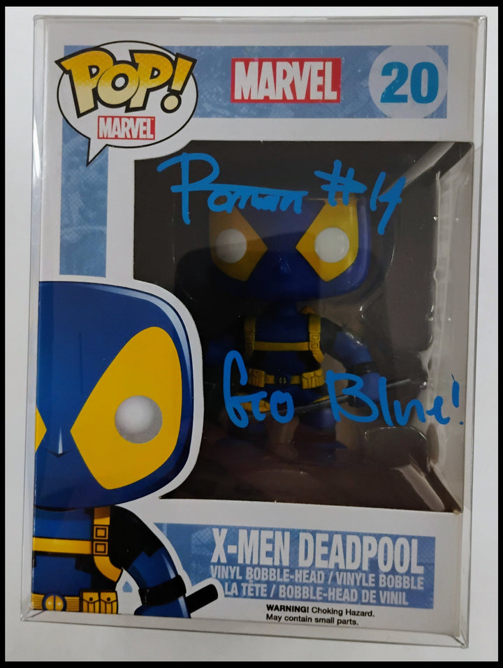 Funko Pop! #20 X-Men  Deadpool - Roman Wilson  #14 Inscribed "Go Blue" JAS Certified
