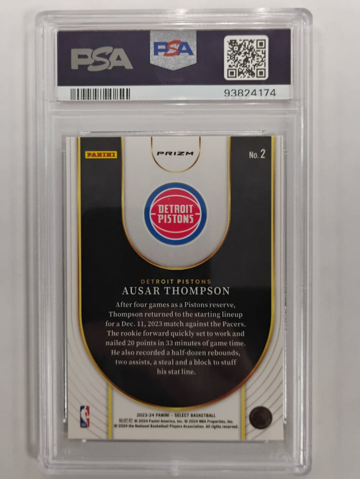 2023 Panini Select Basketball Ausar Thompson RC Neon Icon Silver Prizm PSA 10