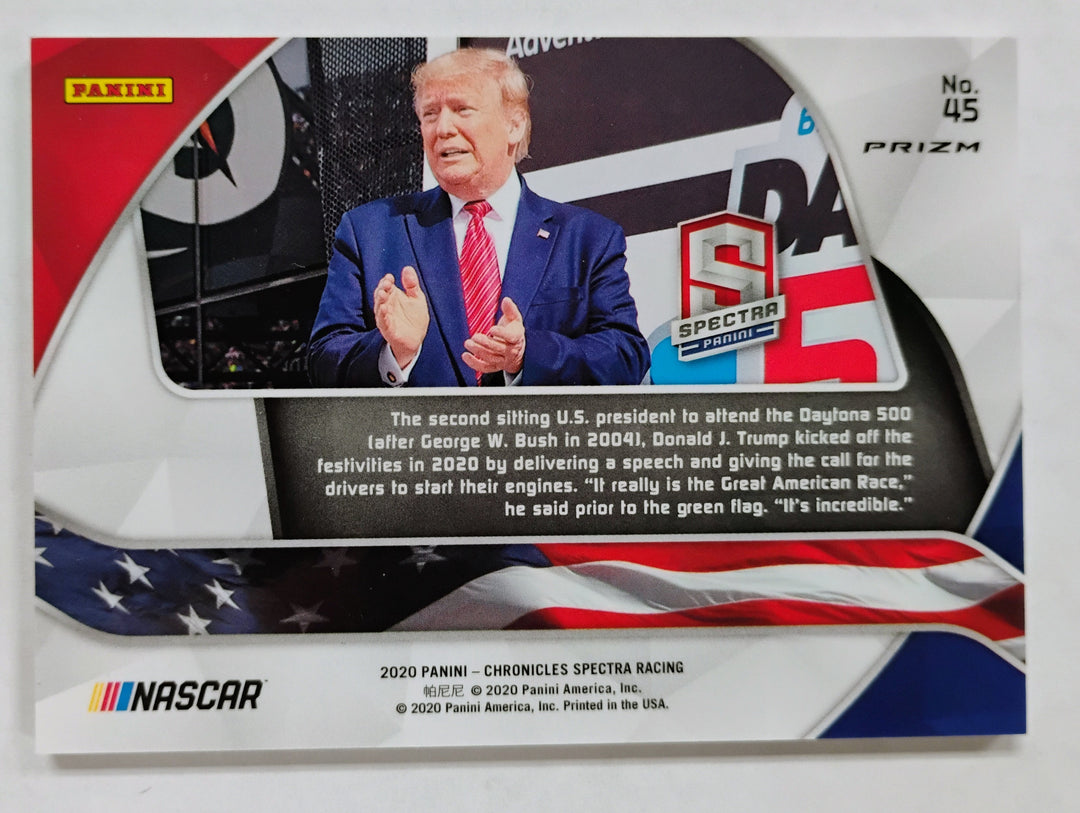 2020 Panini Chronicles Spectra Racing Donald Trump #45 Daytona 500 Prizm