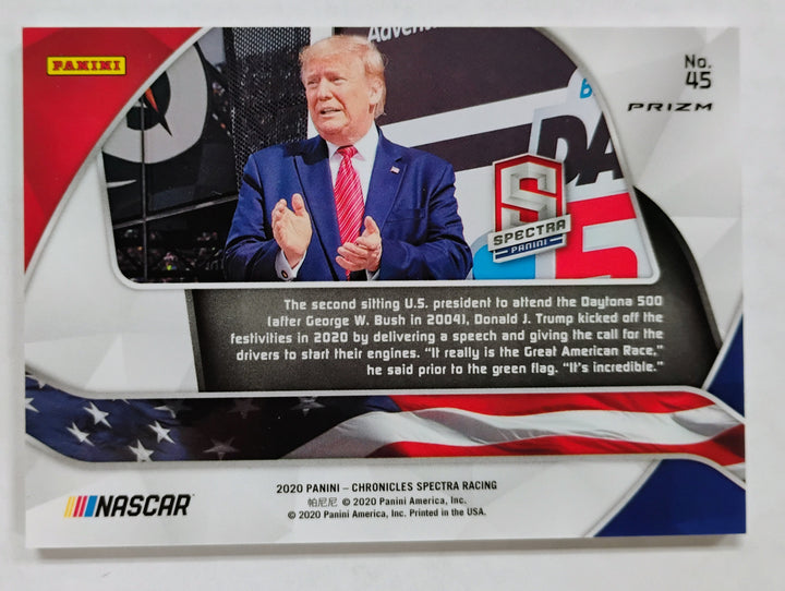 2020 Panini Chronicles Spectra Racing Donald Trump #45 Daytona 500 Prizm