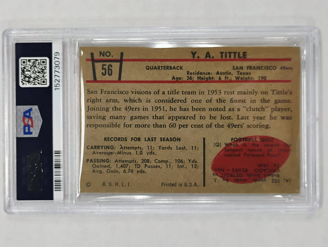 1953 Bowman Y. A. Tittle #56 PSA 9 EX-MT