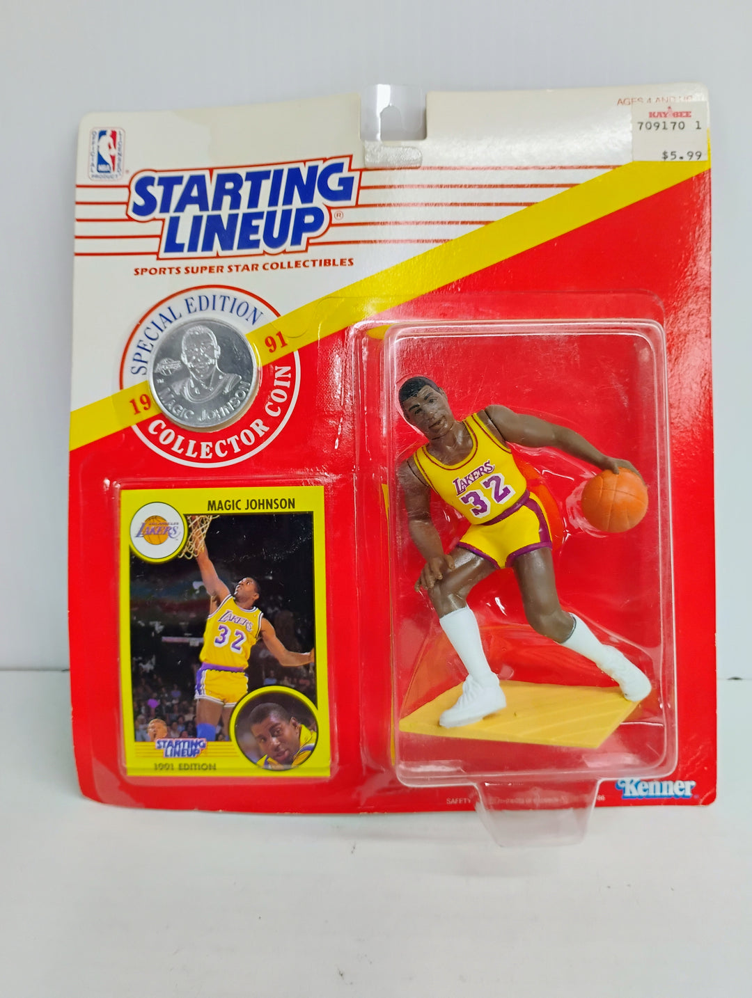 1991 Starting Lineup Magic Johnson Dribbling  Silver Coin