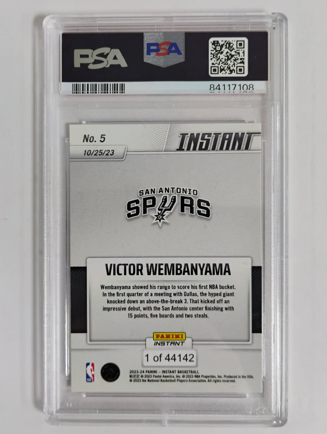 2023 Panini Instant Basketball Victor Wembanyama #5 PSA 8 NM-MT