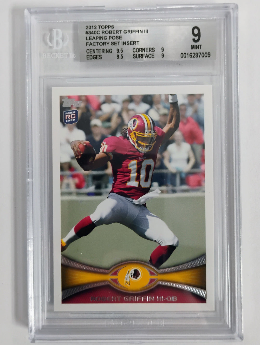 2012 Topps Football Robert Griffen III Leaping Pose Factory Set Insert BGS 9