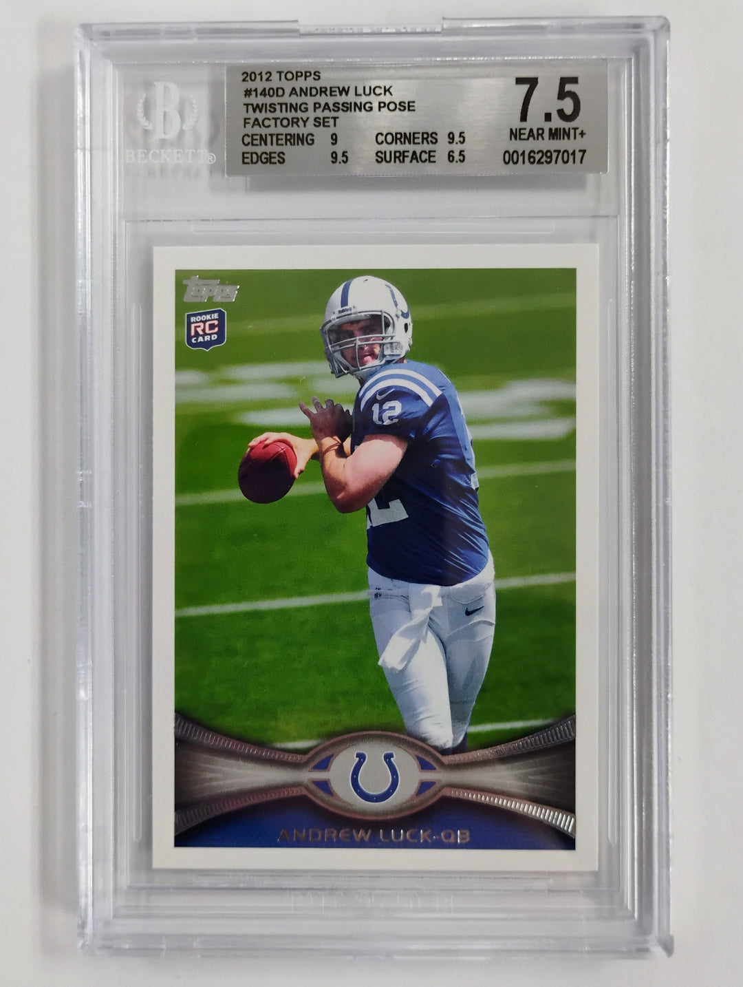 2012 Topps Football Andrew Luck Twisting Pass Pose #140 BGS 7.5