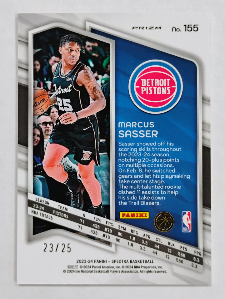 2023-24 Panini Spectra Basketball Marcus Sasser RC #155 Prizm /25