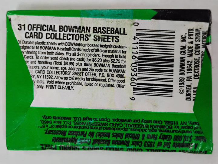 1989 Bowman Baseball Sealed Wax Pack