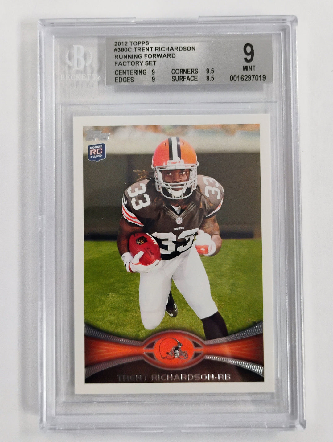 2012 Topps Football Trent Richardson #380C Running Forward Fctory Set BGS 9