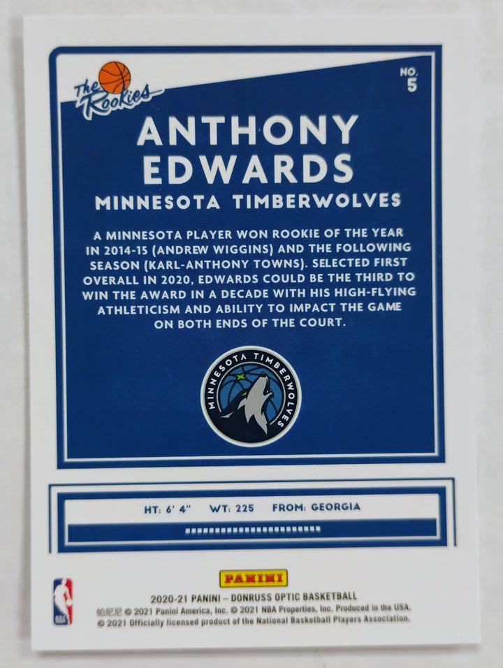 2020-21 Panini Donruss Optic Basketball Anthony Edwards #5 The Rookies