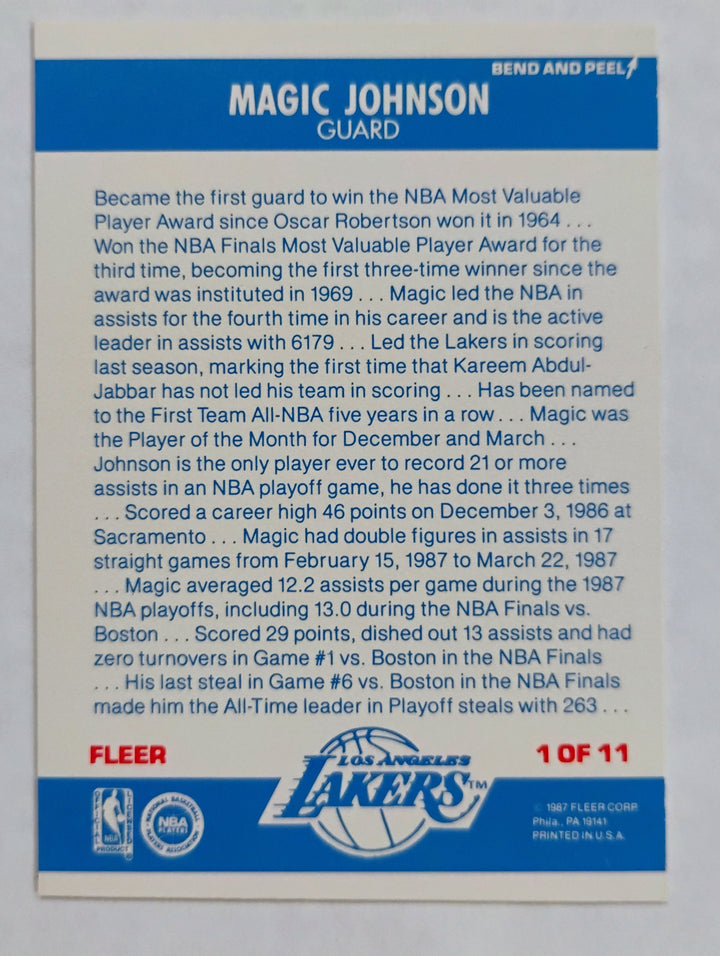 1987-88 Fleer Basketball Magic Johnson #1 Sticker