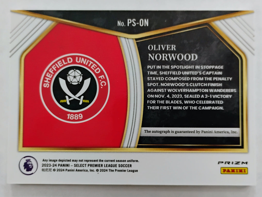 2023-24 Panini Select Premier League Soccer Oliver Norwood #PS-ON Prizm