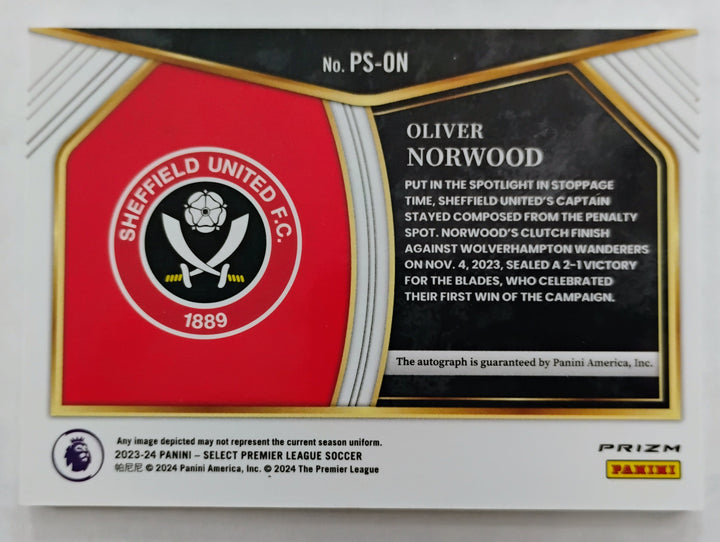 2023-24 Panini Select Premier League Soccer Oliver Norwood #PS-ON Prizm