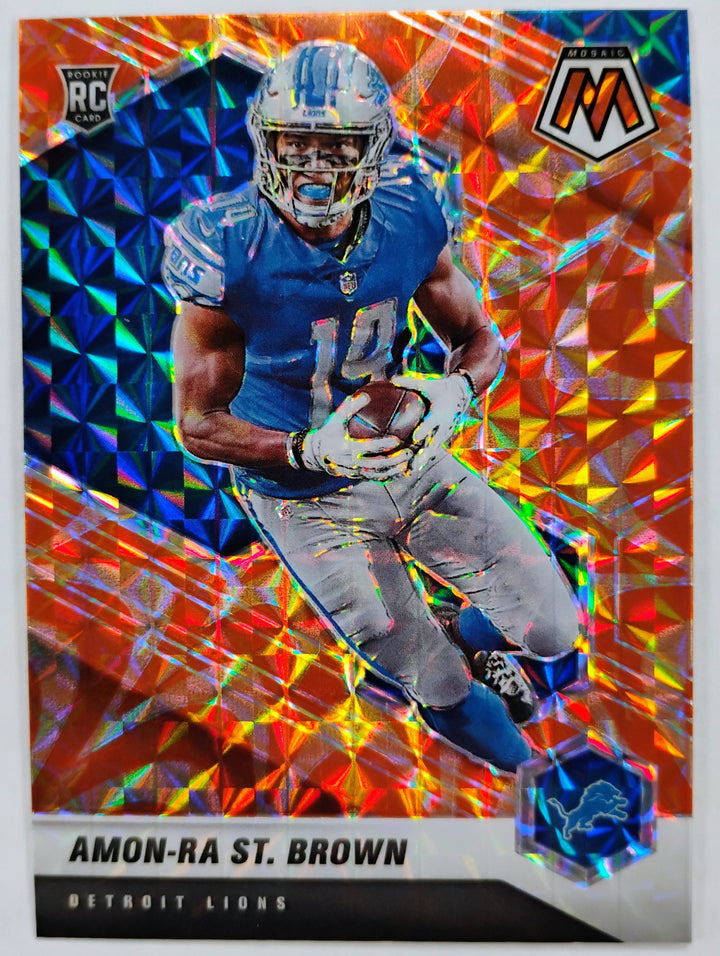 2021 Panini Mosaic Football Amon-Ra St. Brown #328 Orange Prizm