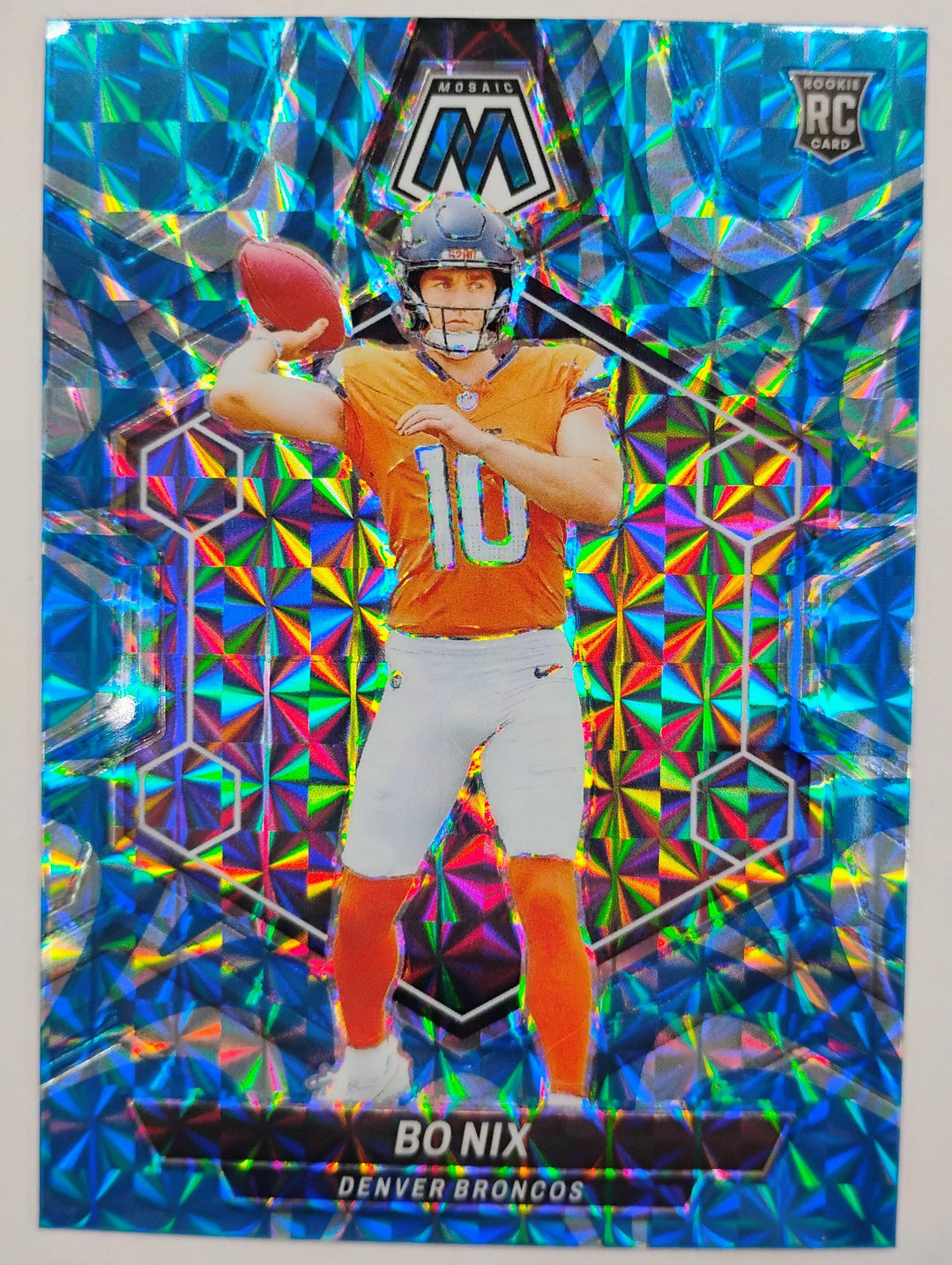 2024 Mosaic Football Bo Nix RC #312 Blue Reactive Prizm