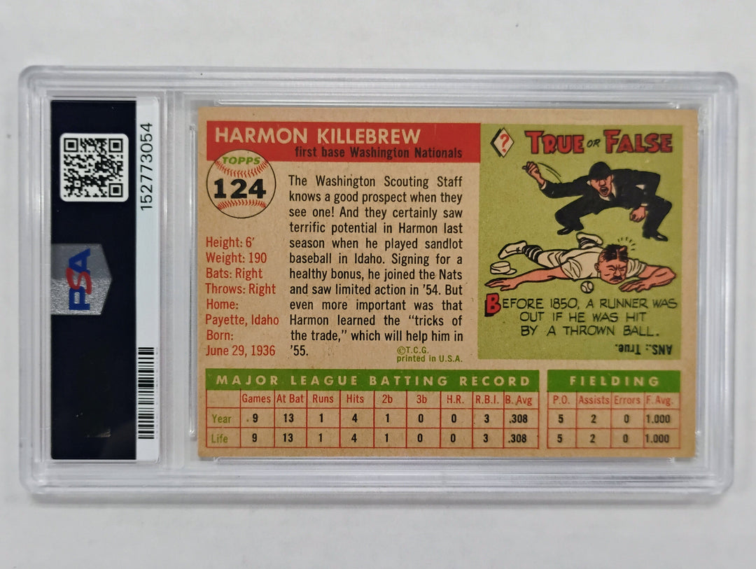 1955 Topps Baseball Harmon Killebrew RC #124 PSA 4 VG-EX