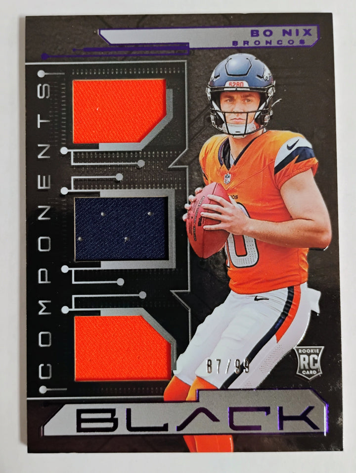 2024 Panini Black Football Bo Nix RC Triple Patch #'D 87/99 NM-Mint
