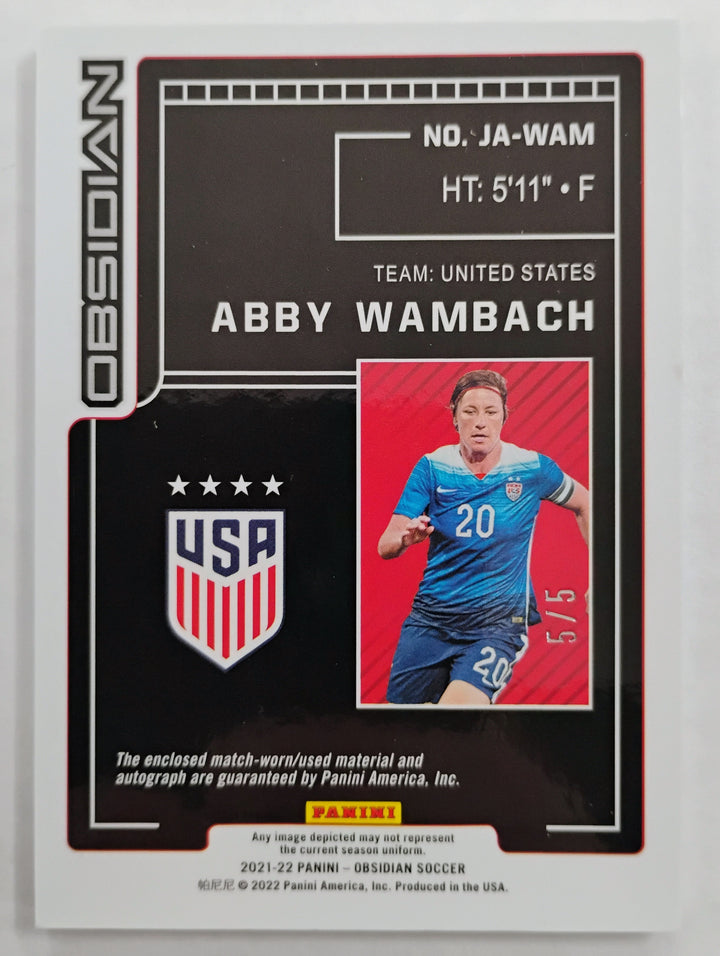 2021-22 Panini Obsidian Soccer Abby Wambach #JA-WAM 5/5