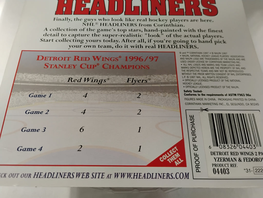 1997 Headliners Detroit Red Wings Stanley Cup Champions Yzerman/Ferorov Sealed