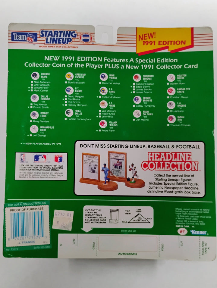 1991 Kenner Starting Lineup Football James Francis Special Edition Collector Coin