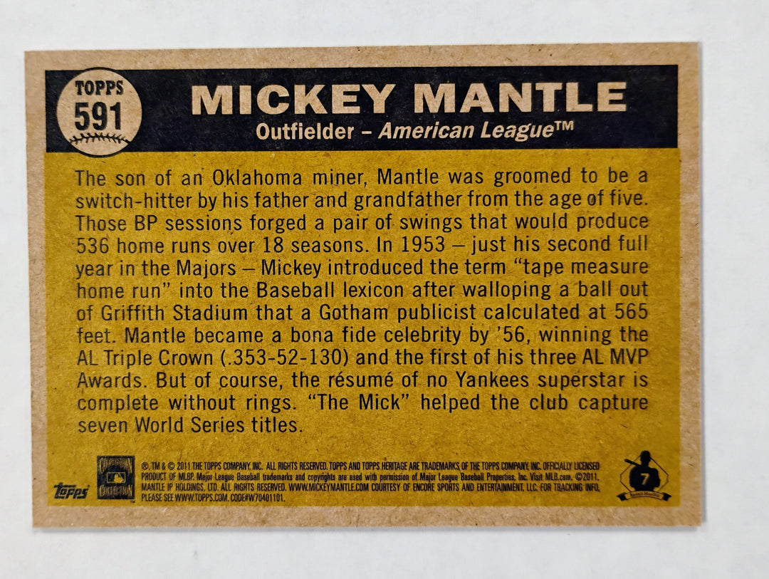 2011 Topps Heritage Baseball Mickey Mantle #591 National Tribune Mickey Mantle