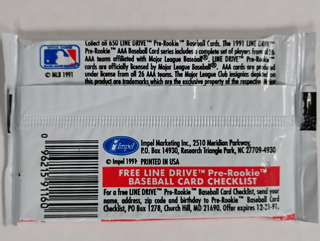 1991 Line Drive AAA Baseball Sealed Pack