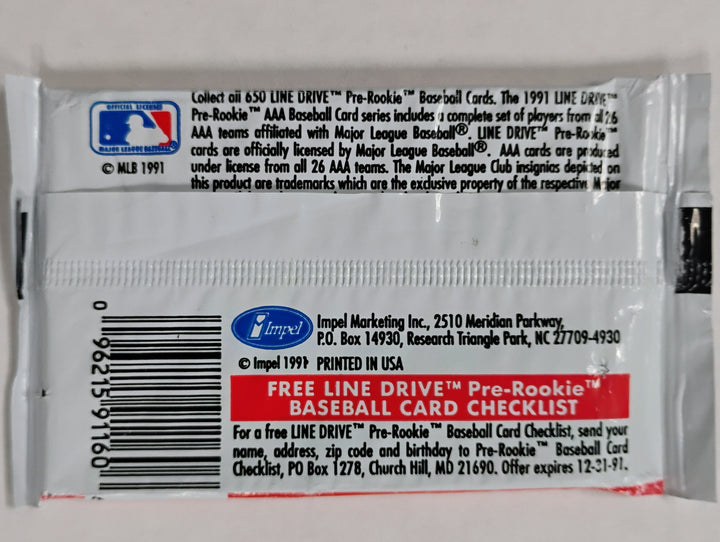 1991 Line Drive AAA Baseball Sealed Pack
