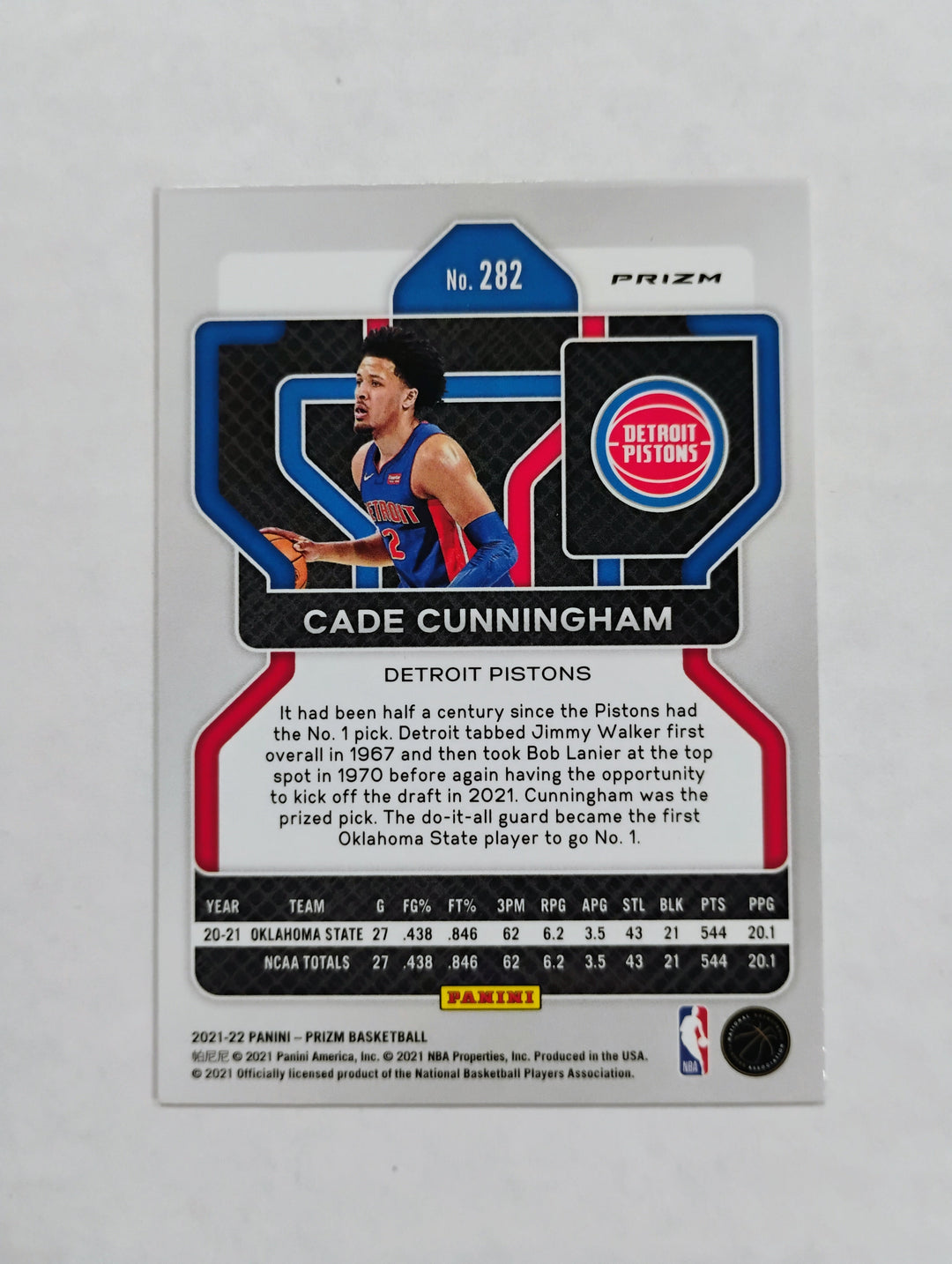 2021-22 Panini Select Basketball Cade Cunningham RC #282 Red White & Blue Prizm