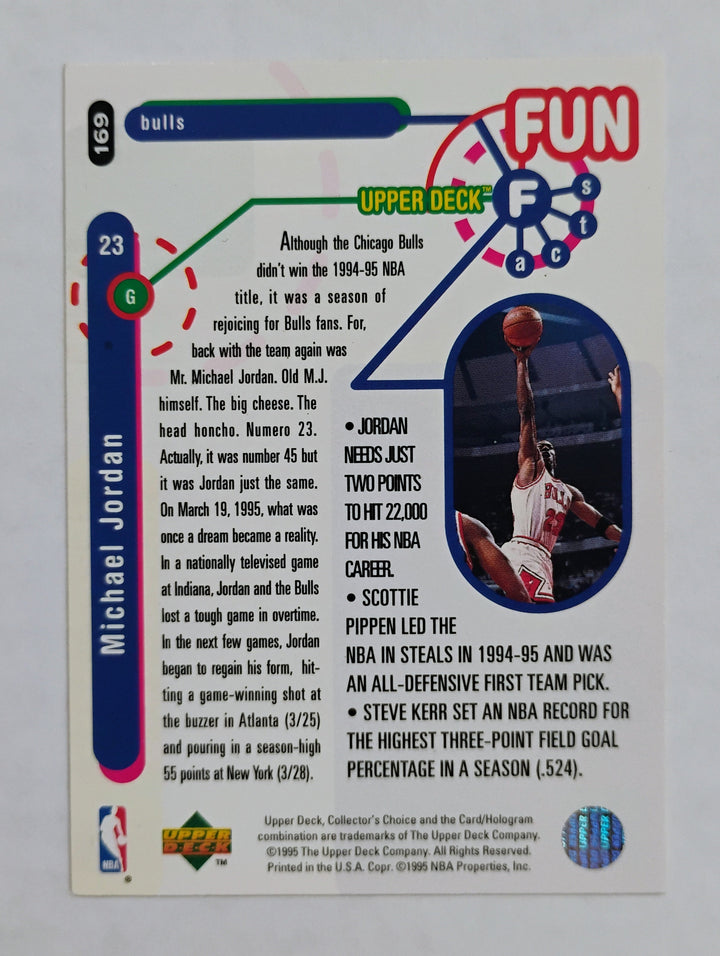 1994-95 Collector's Choice Basketball Michael Jordan #169 Fun Facts