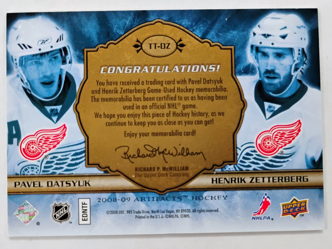 2008-09 Upper Deck Artifacts Hockey Pavel Datsyuk/Henrik Zetterburg #TT-DZ Tundra Tandems 21/25