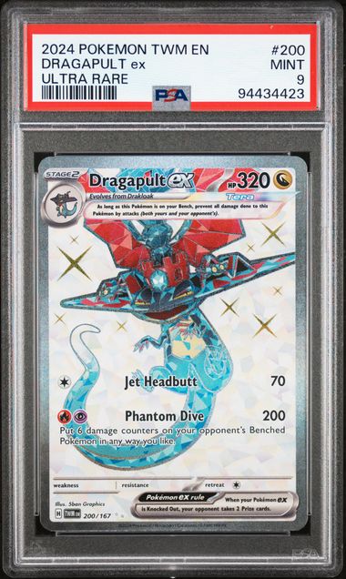 Pokemon 2024 TWM EN Masquerade #200 Dragapult ex Ultra Rare PSA 9
