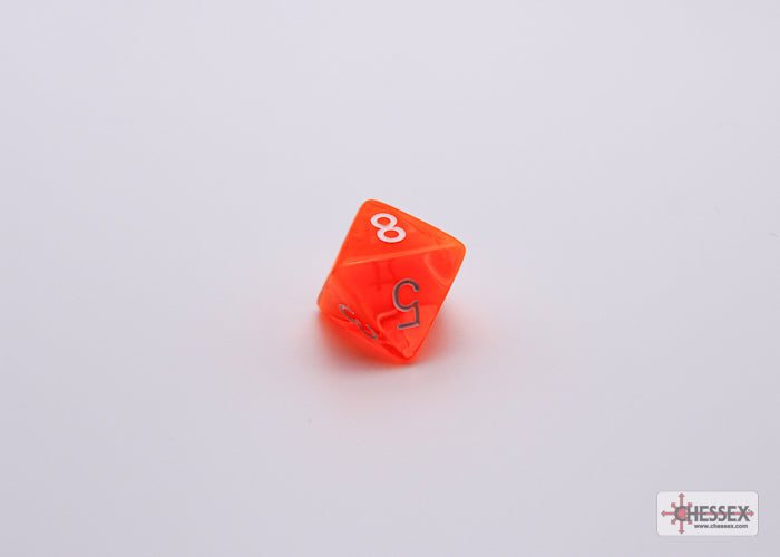 7-Die Set Translucent: Neon Orange/White w/ Bonus Die