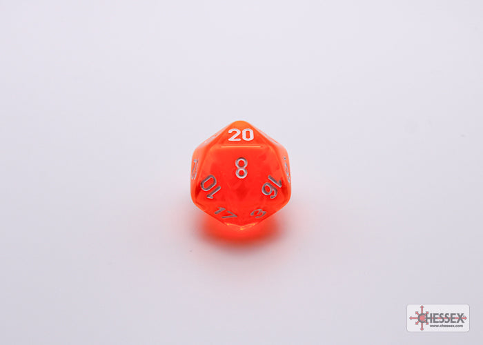 7-Die Set Translucent: Neon Orange/White w/ Bonus Die