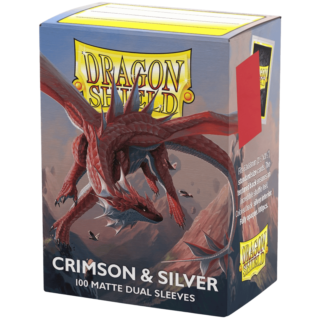 Dragon Shield Card Sleeves - Dual Matte: Crimson & Silver (100 Ct)