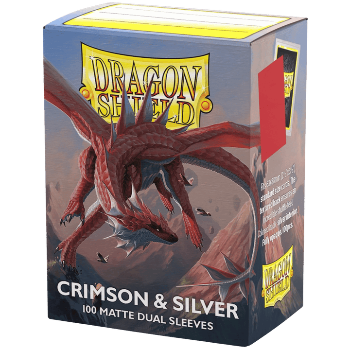 Dragon Shield Card Sleeves - Dual Matte: Crimson & Silver (100 Ct)
