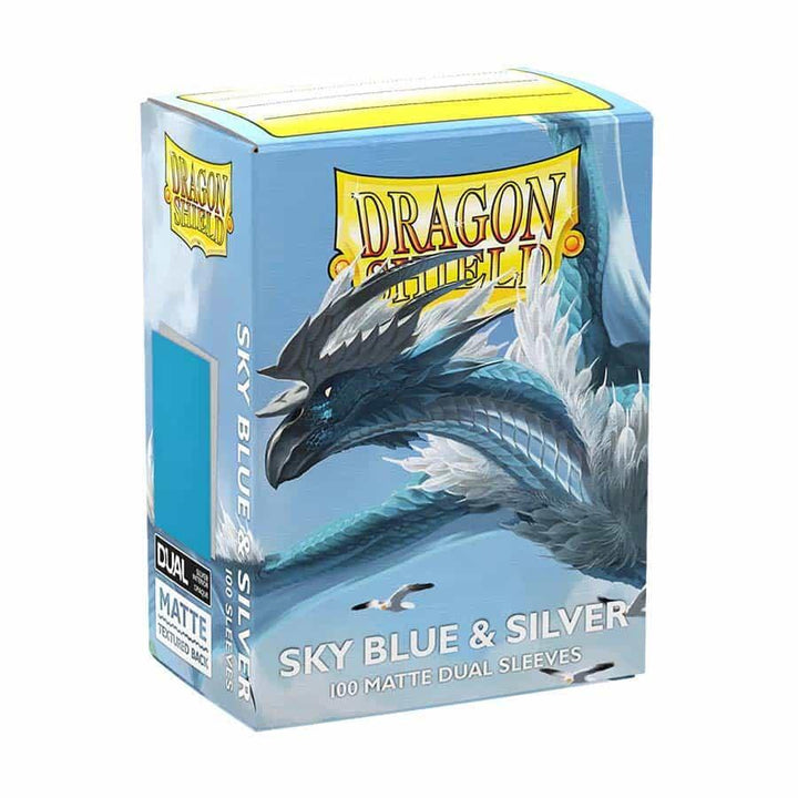 Dragon Shield Card Sleeves - Dual Matte: Sky Blue & Silver (100 Ct)