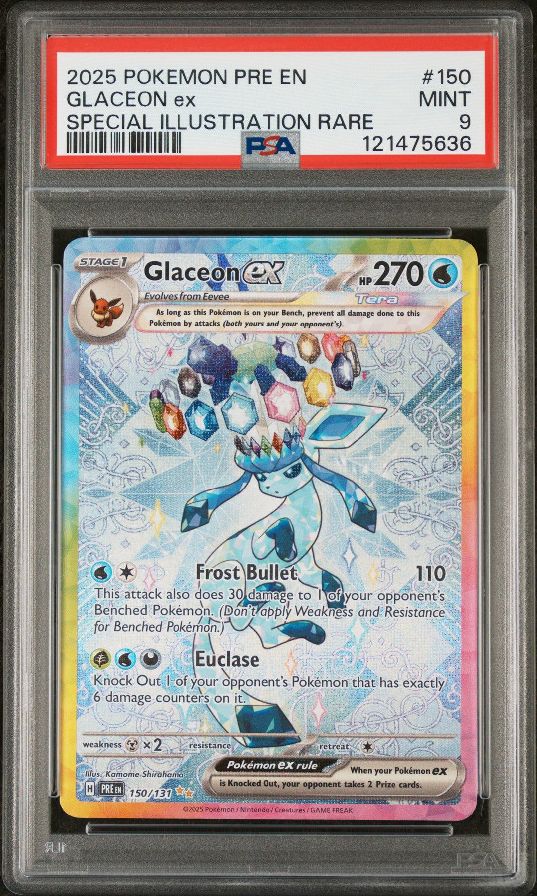Pokemon 2025 Pre En-Prismatic Evolutions #150 Glaceon Ex Special Illustration Rare PSA 9