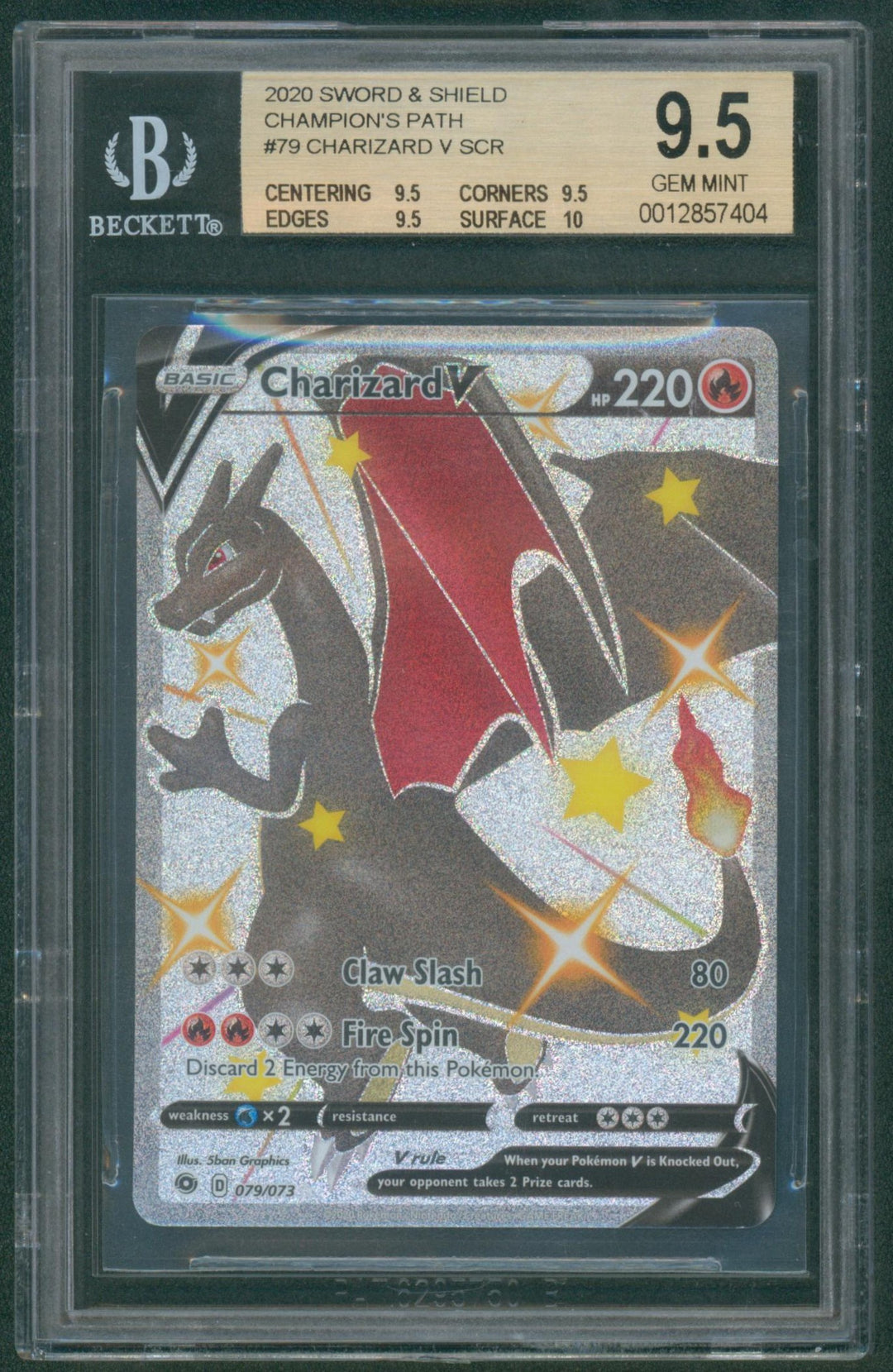 Pokemon 2020 Sword & Shield Champion's Path #79 Charizard V SCR - BGS 9.5