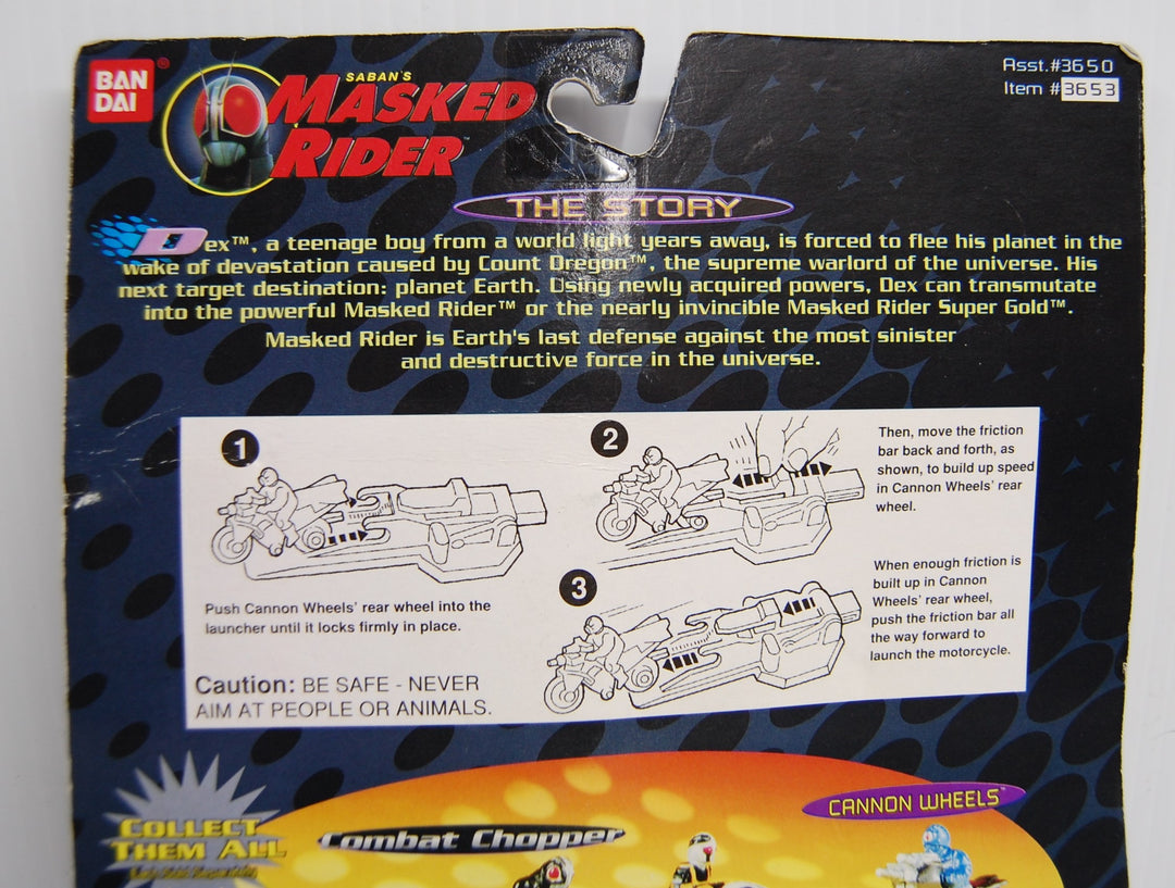 Saban's Masked Rider Dash Racer Cannon Wheels #3650 Bandai 1996 *Card Wear*