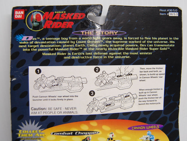 Saban's Masked Rider Dash Racer Cannon Wheels #3650 Bandai 1996 *Card Wear*